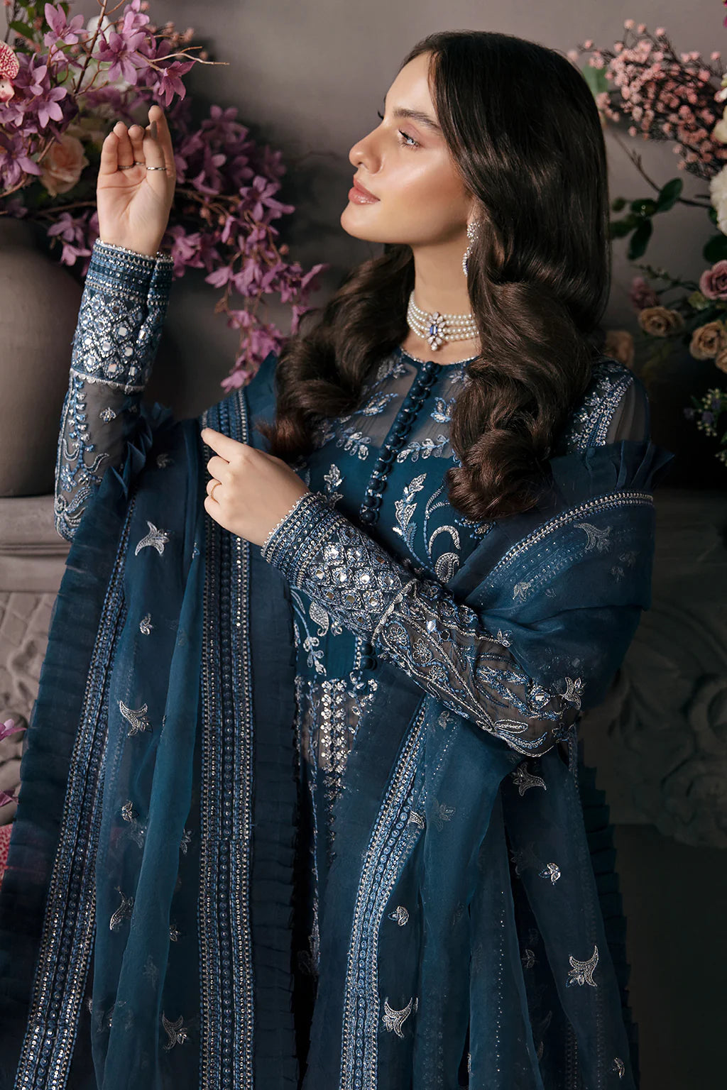 Afrozeh Embroidered Organza Suits Unstitched 3 Piece AF21LF 08-CANDLE LIGHT - Summer Collection