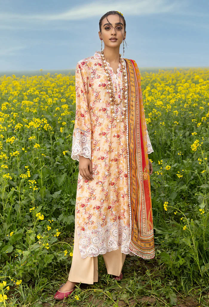 Adan's Libas Sarson Stitched 3 Pc Embroidered Lawn Suit D-04 Tangerine - Summer Collection D & M COLLECTION AND NIZAMI JEWELRY