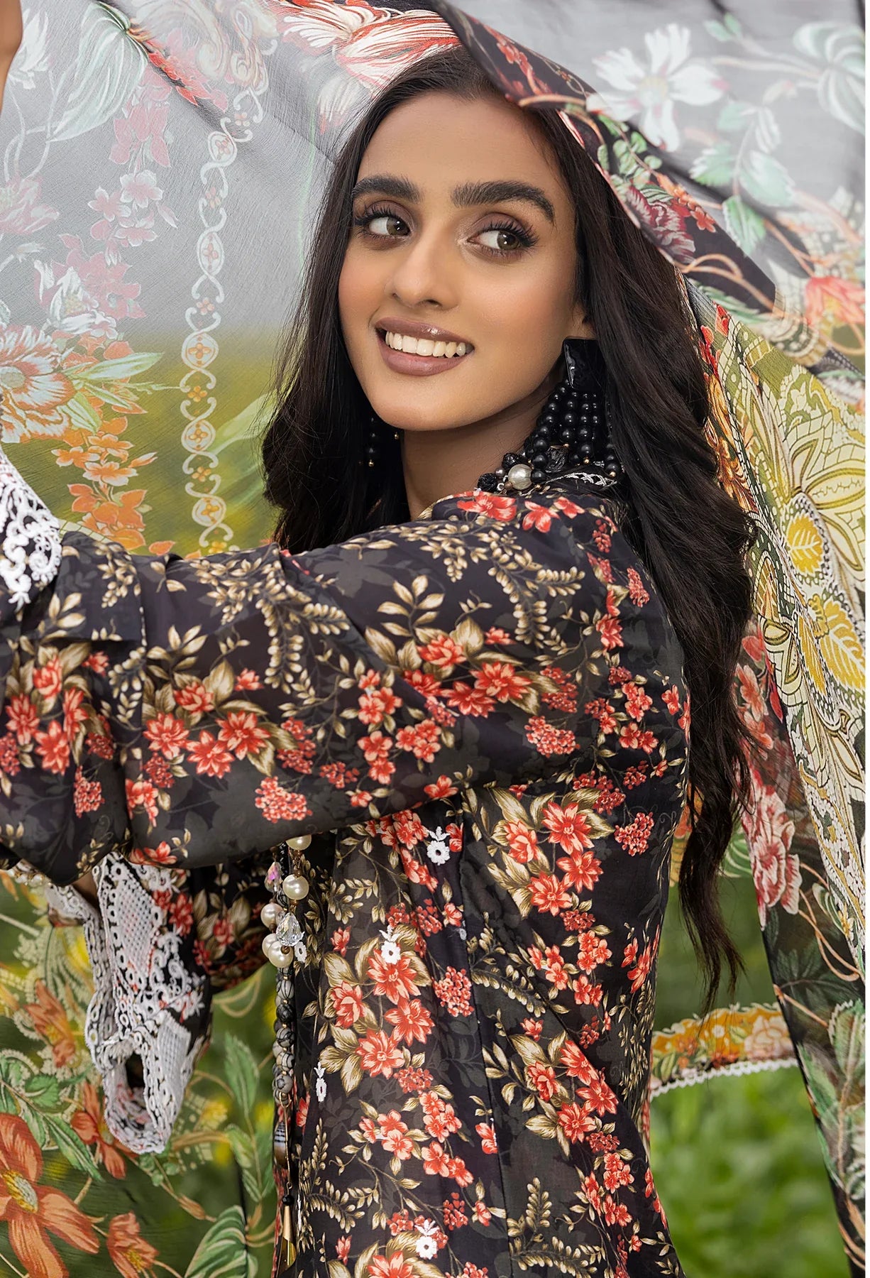 Adan's Libas Sarson Stitched 3 Pc Embroidered Lawn Suit D-05 French Black - Summer Collection D & M COLLECTION AND NIZAMI JEWELRY