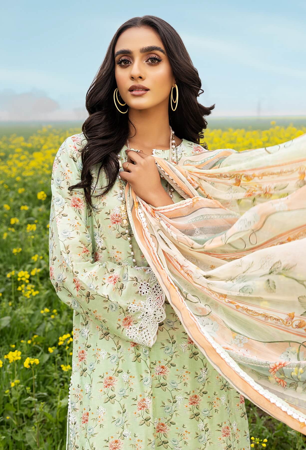 Adan's Libas Sarson Stitched 3 Pc Embroidered Lawn Suit D-06 - Summer Collection D & M COLLECTION AND NIZAMI JEWELRY