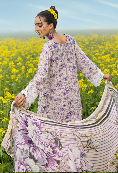 Adan's Libas Sarson Unstitched 3 Piece Embroidered Lawn Suit D-03 Purple - Summer Collection D & M COLLECTION AND NIZAMI JEWELRY