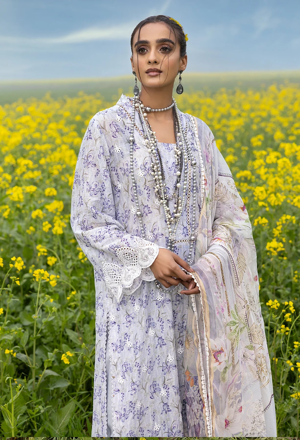 Adan's Libas Sarson Unstitched 3 Piece Embroidered Lawn Suit D-09 Periwinkle - Summer Collection D & M COLLECTION AND NIZAMI JEWELRY