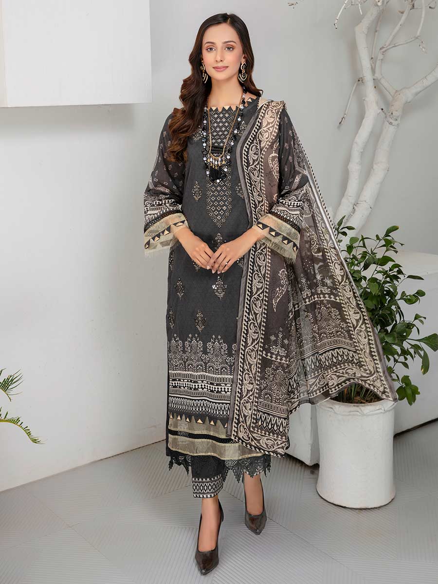 Afreen By Aalaya Stitched 3 Pc Embroidered Lawn Suit - 23V-13-D10 - Luxury Summer Collection D & M COLLECTION AND NIZAMI JEWELRY