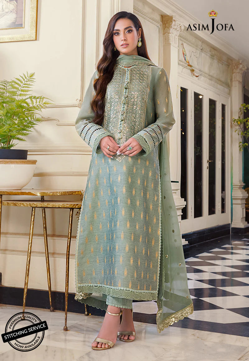 Asim Jofa AJIM-01 Iqra And Minal Edit Stitched 3 Pc Suit - Luxury Summer Collection D & M COLLECTION AND NIZAMI JEWELRY