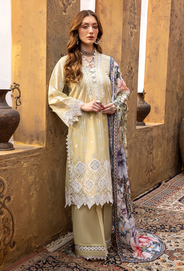 Ayesha Zia By Adan's Libas Unstitched 3 Piece Embroidered Lawn Suit AL24EL D-04 - Summer Collection