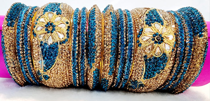 Hyderabadi Stone Bangle Set Indian Hyderabad Nizami 18-Piece