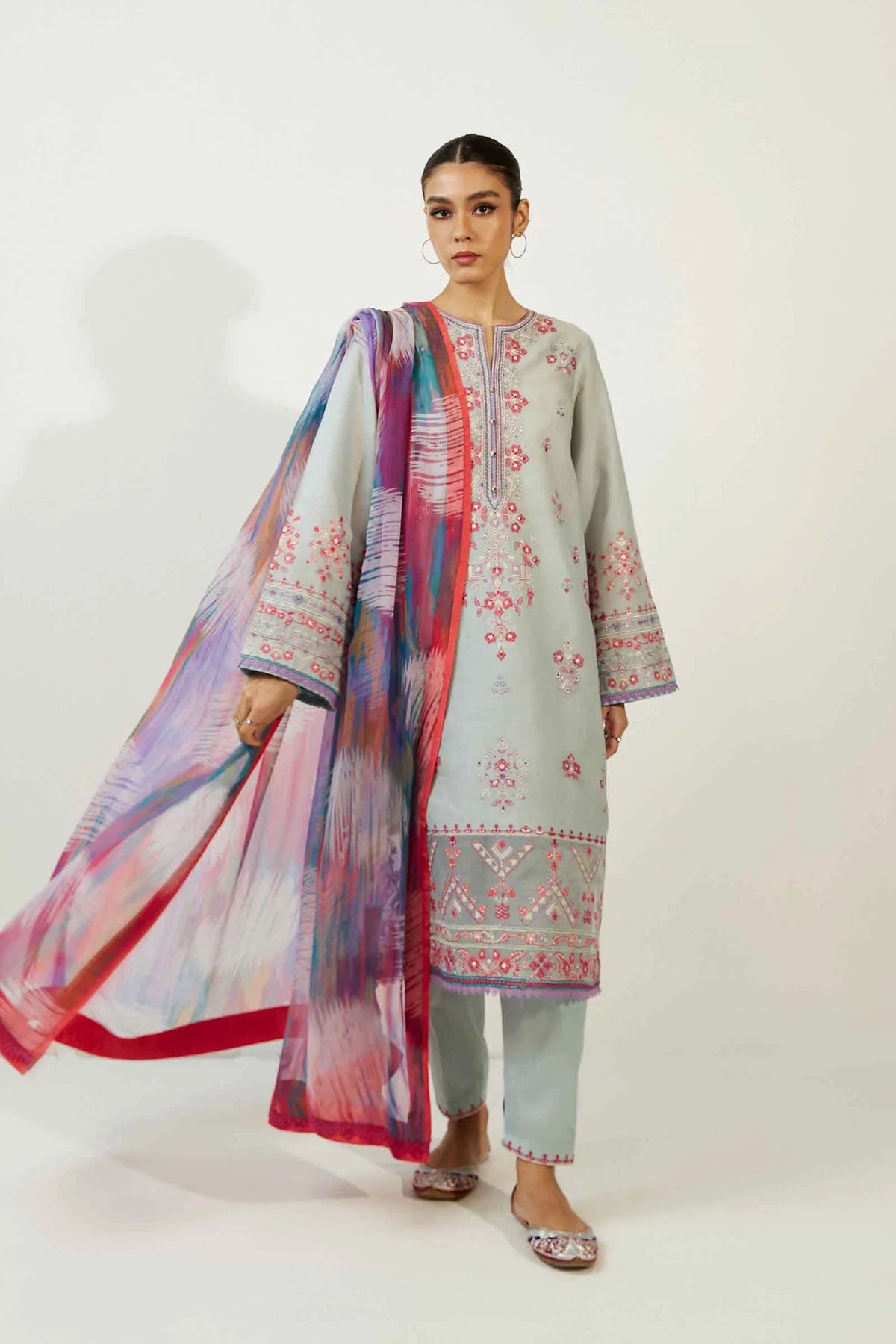 Coco by Zara Shahjahan Unstitched 3 Piece Embroidered Lawn Suit 7B - Summer Collection D & M COLLECTION AND NIZAMI JEWELRY