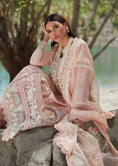 Crimson Stitched 3 Pc Embroidered Lawn Suit 2B-Rose - Summer Collection D & M COLLECTION AND NIZAMI JEWELRY