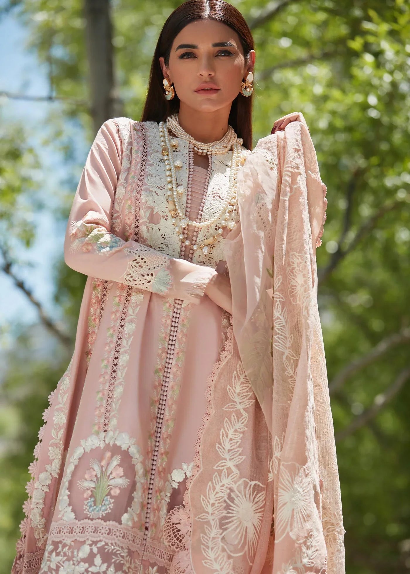 Crimson Stitched 3 Pc Embroidered Lawn Suit 2B-Rose - Summer Collection D & M COLLECTION AND NIZAMI JEWELRY