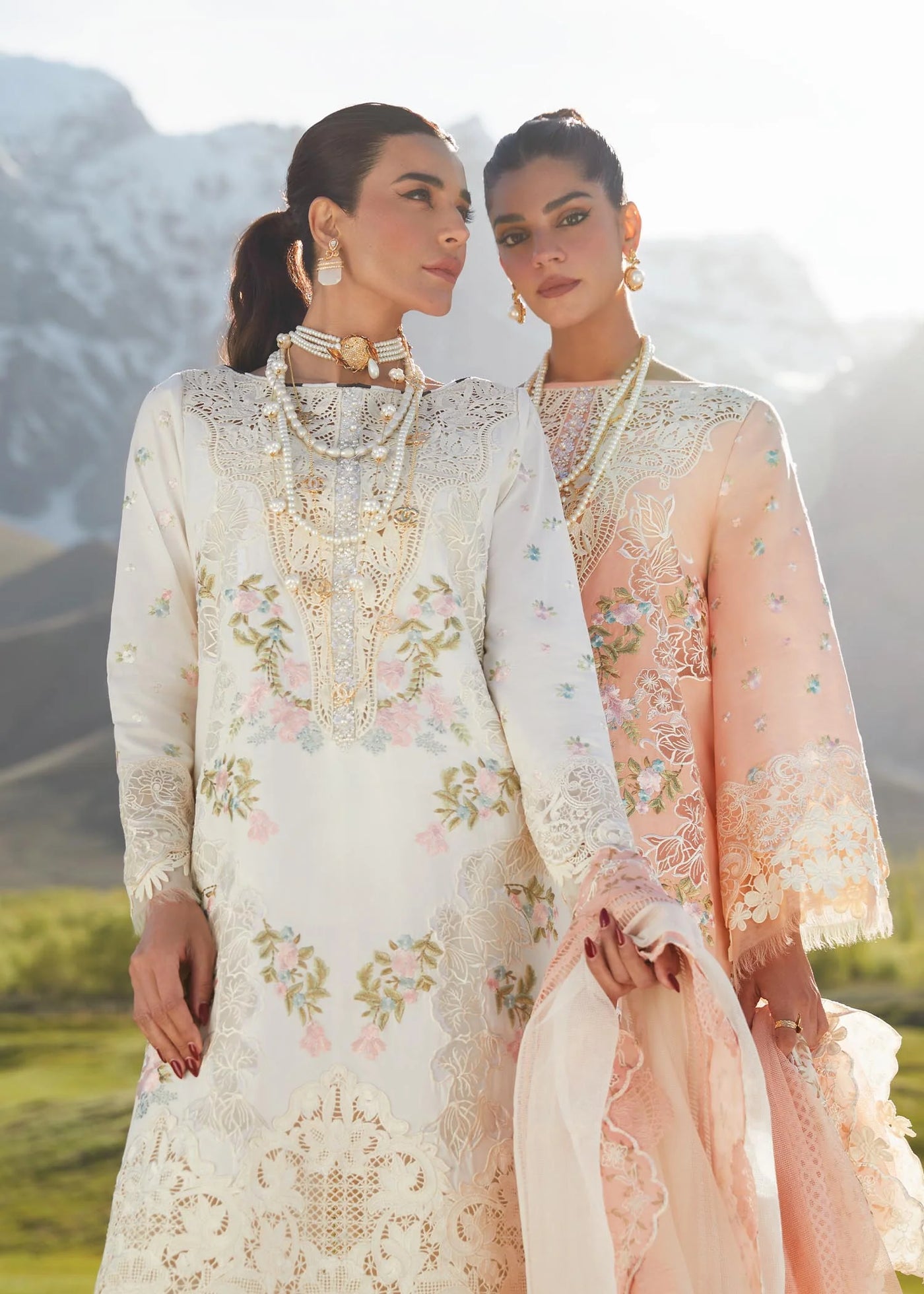 Crimson Unstitched 3 Piece Embroidered Lawn Suit 1B-Dusty Pink - Summer Collection D & M COLLECTION AND NIZAMI JEWELRY