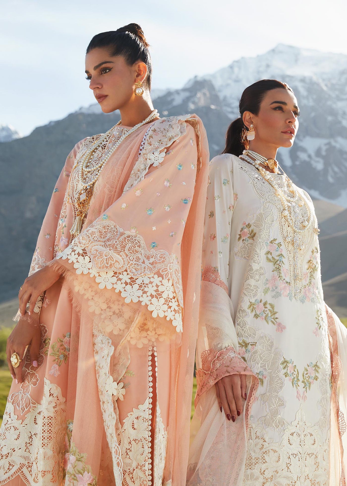 Crimson Unstitched 3 Piece Embroidered Lawn Suit 1B-Dusty Pink - Summer Collection D & M COLLECTION AND NIZAMI JEWELRY