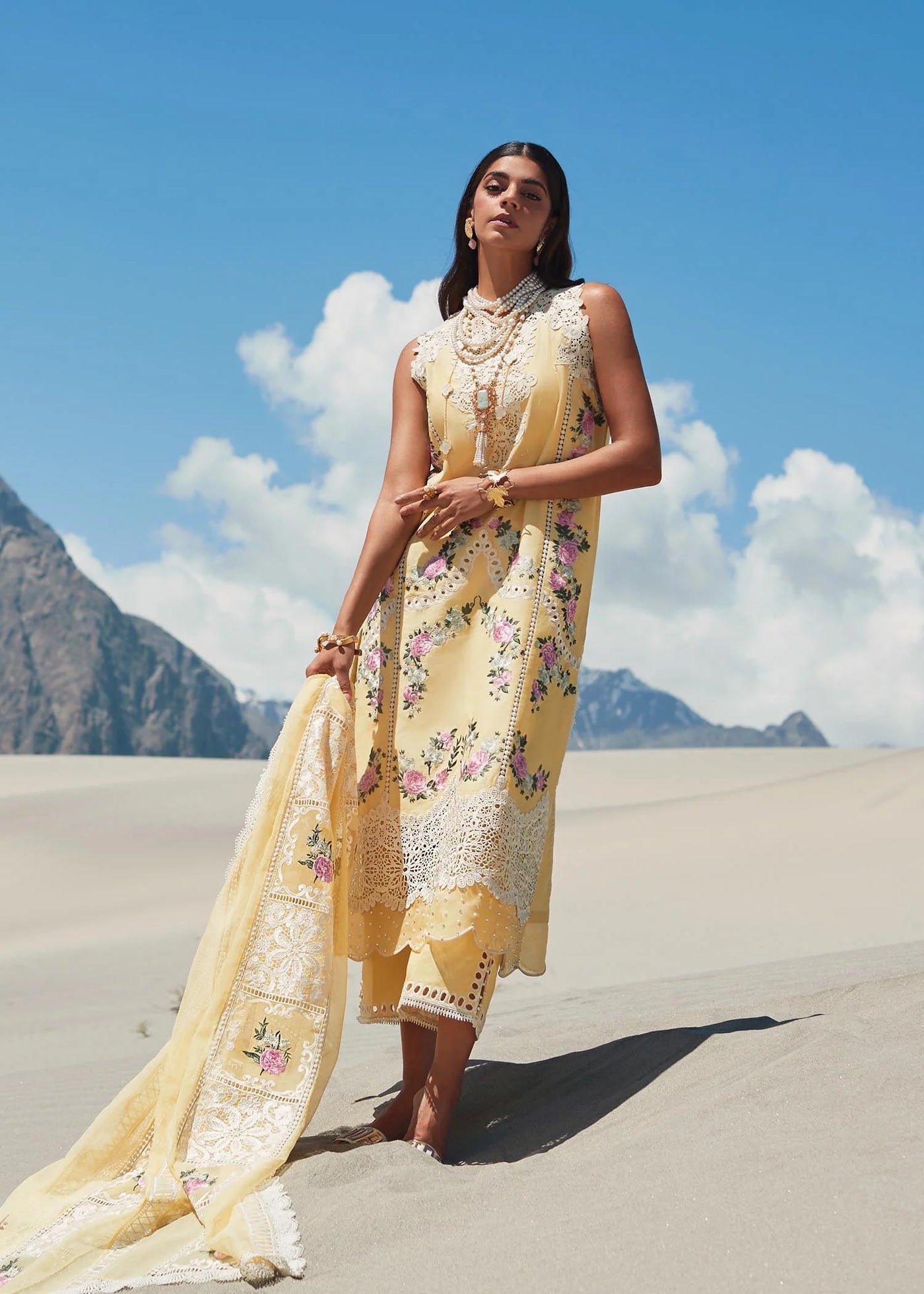 Crimson Unstitched 3 Piece Embroidered Lawn Suit 3A-Iris - Summer Collection D & M COLLECTION AND NIZAMI JEWELRY