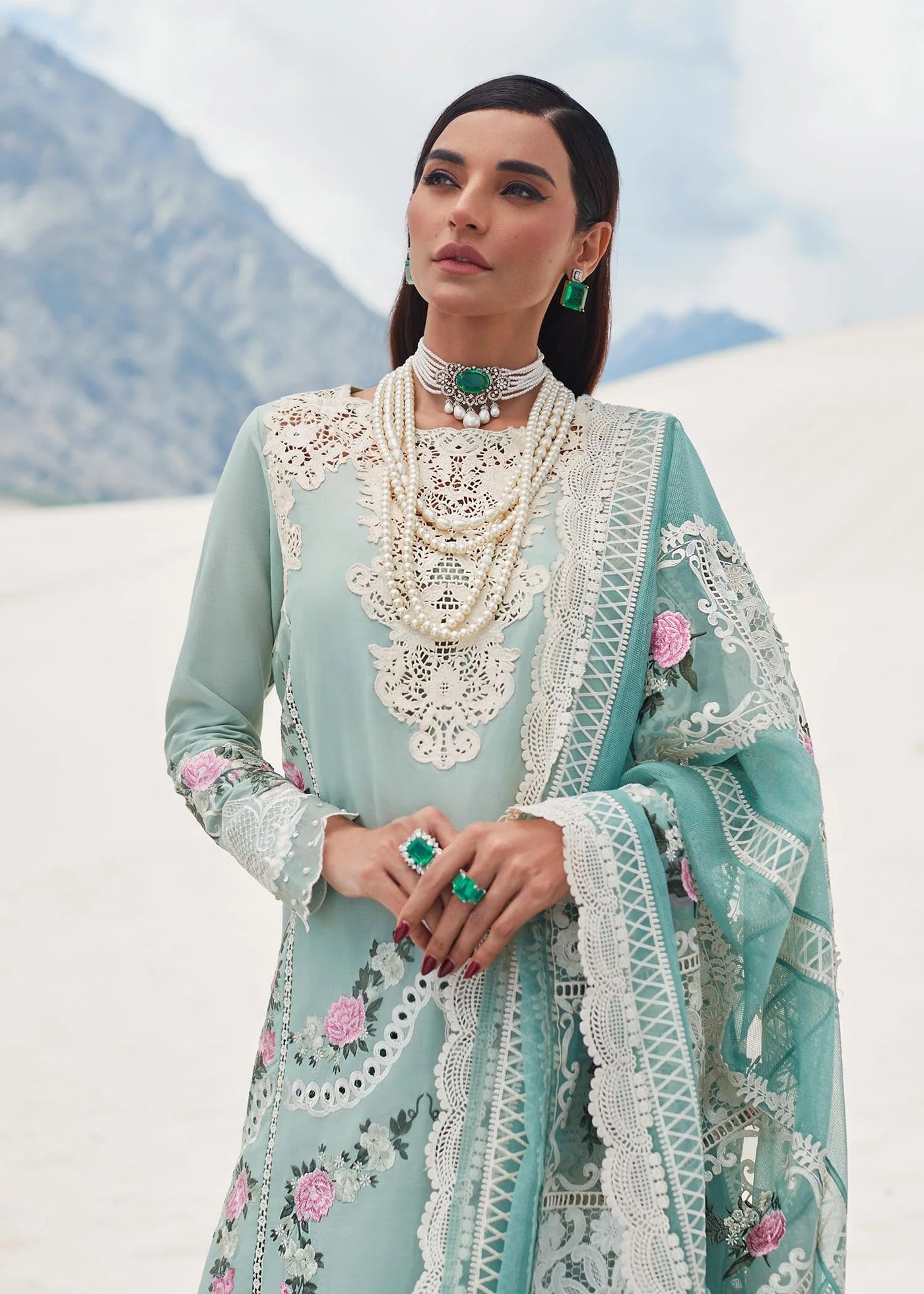 Crimson Unstitched 3 Piece Embroidered Lawn Suit 3B-Peppermint - Summer Collection D & M COLLECTION AND NIZAMI JEWELRY