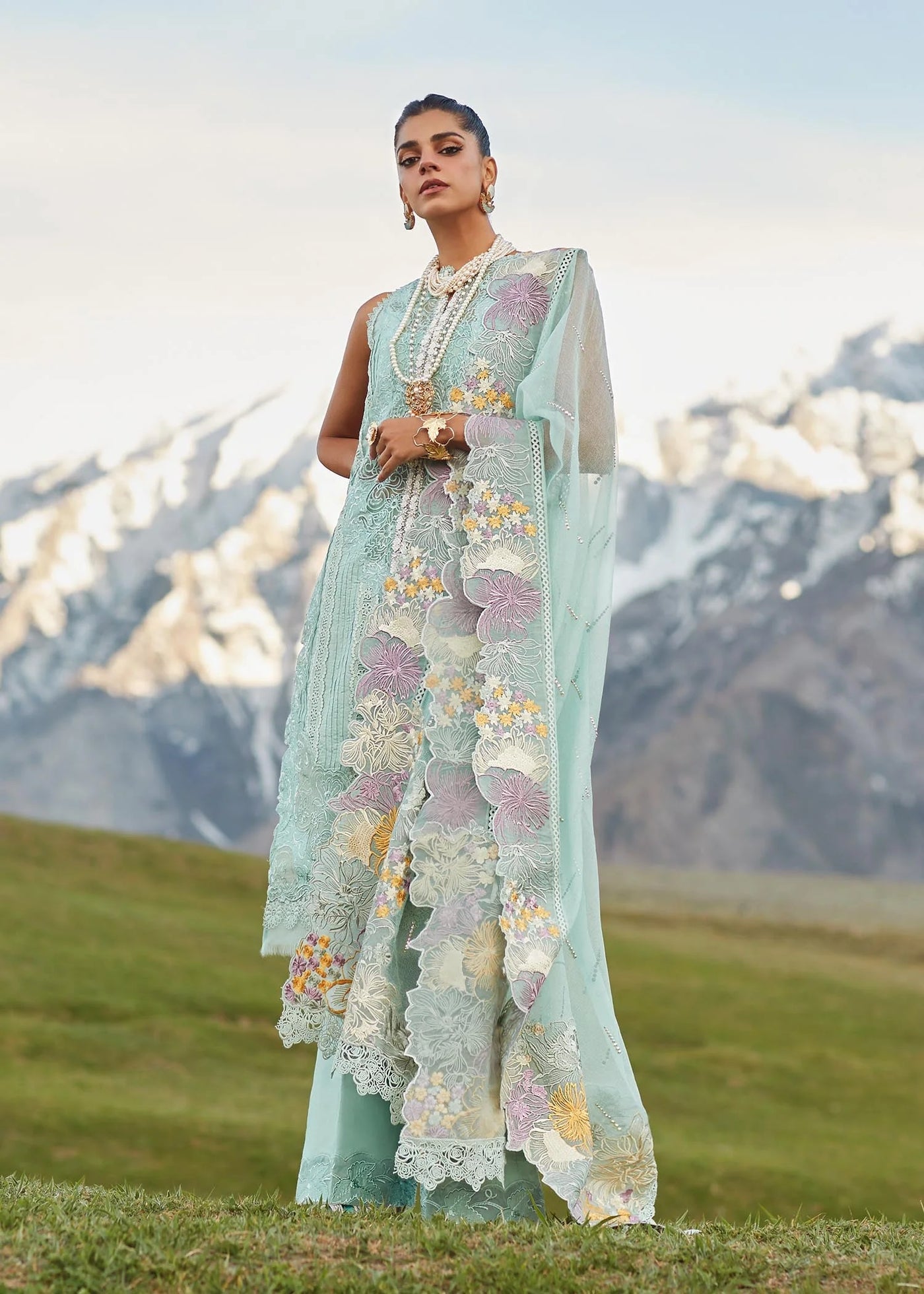 Crimson Unstitched 3 Piece Embroidered Lawn Suit 4A-Opal - Summer Collection D & M COLLECTION AND NIZAMI JEWELRY