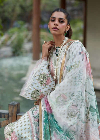 Crimson Unstitched 3 Piece Embroidered Lawn Suit 5A-Ivory - Summer Collection D & M COLLECTION AND NIZAMI JEWELRY