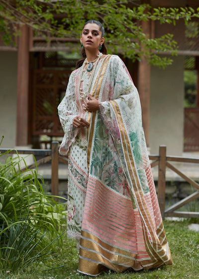 Crimson Unstitched 3 Piece Embroidered Lawn Suit 5A-Ivory - Summer Collection D & M COLLECTION AND NIZAMI JEWELRY