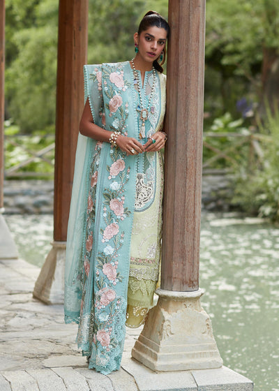 Crimson Unstitched 3 Piece Embroidered Lawn Suit 6A-Lime - Summer Collection D & M COLLECTION AND NIZAMI JEWELRY