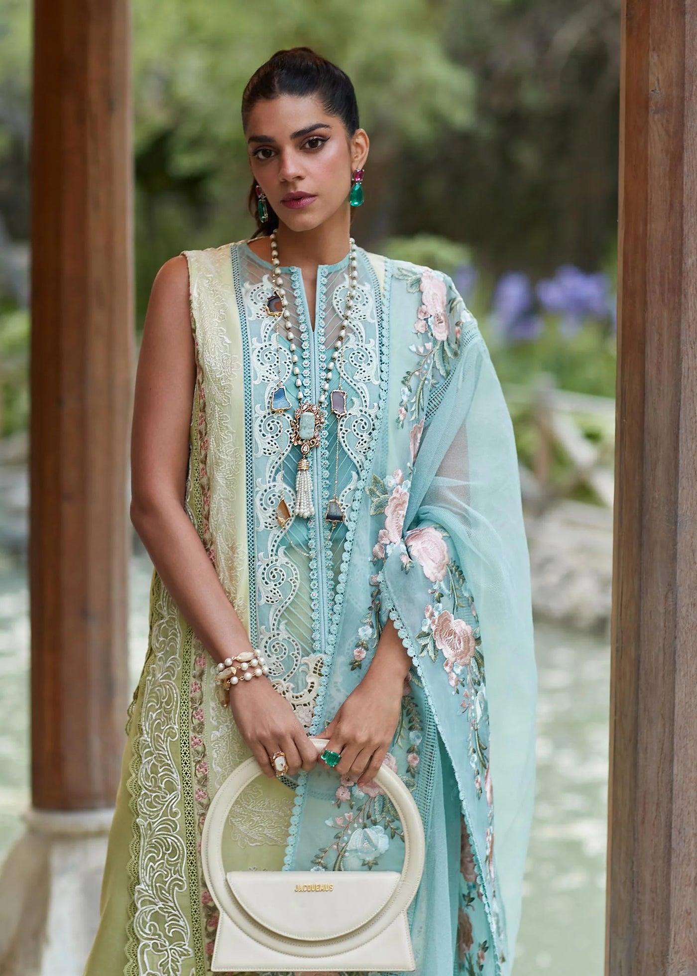 Crimson Unstitched 3 Piece Embroidered Lawn Suit 6A-Lime - Summer Collection D & M COLLECTION AND NIZAMI JEWELRY