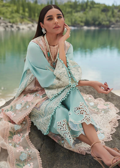 Crimson Unstitched 3 Piece Embroidered Lawn Suit 6B-Sorbet Pink- Summer Collection D & M COLLECTION AND NIZAMI JEWELRY