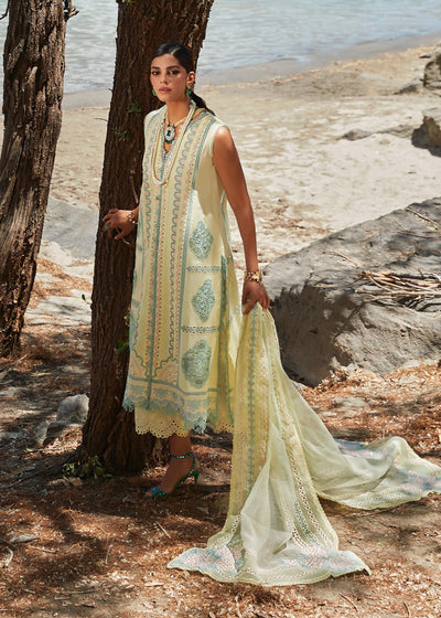 Crimson Unstitched 3 Piece Embroidered Lawn Suit 7B-Lemon - Summer Collection D & M COLLECTION AND NIZAMI JEWELRY