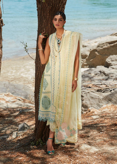 Crimson Unstitched 3 Piece Embroidered Lawn Suit 7B-Lemon - Summer Collection D & M COLLECTION AND NIZAMI JEWELRY