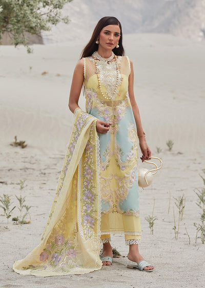 Crimson Unstitched 3 Piece Embroidered Lawn Suit 8A-Canary Yellow - Summer Collection D & M COLLECTION AND NIZAMI JEWELRY