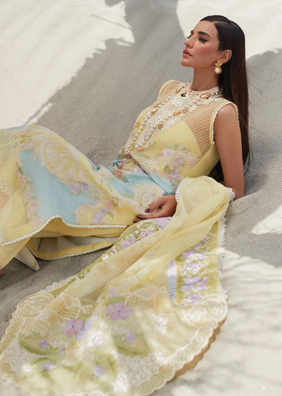 Crimson Unstitched 3 Piece Embroidered Lawn Suit 8A-Canary Yellow - Summer Collection D & M COLLECTION AND NIZAMI JEWELRY