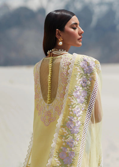 Crimson Unstitched 3 Piece Embroidered Lawn Suit 8A-Canary Yellow - Summer Collection D & M COLLECTION AND NIZAMI JEWELRY