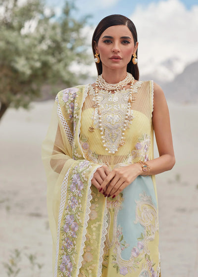 Crimson Unstitched 3 Piece Embroidered Lawn Suit 8A-Canary Yellow - Summer Collection D & M COLLECTION AND NIZAMI JEWELRY