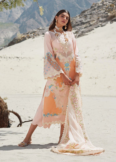 Crimson Unstitched 3 Piece Embroidered Lawn Suit 8B-Chai Pink - Summer Collection D & M COLLECTION AND NIZAMI JEWELRY