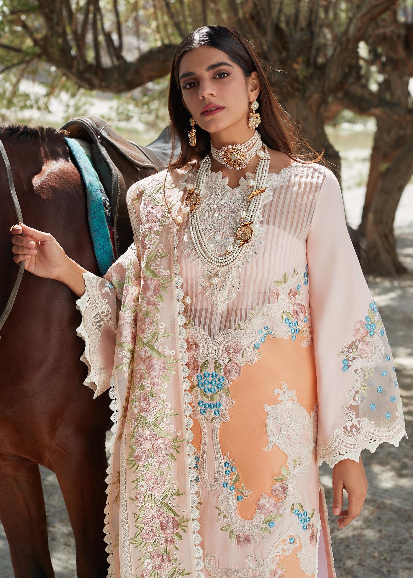 Crimson Unstitched 3 Piece Embroidered Lawn Suit 8B-Chai Pink - Summer Collection D & M COLLECTION AND NIZAMI JEWELRY