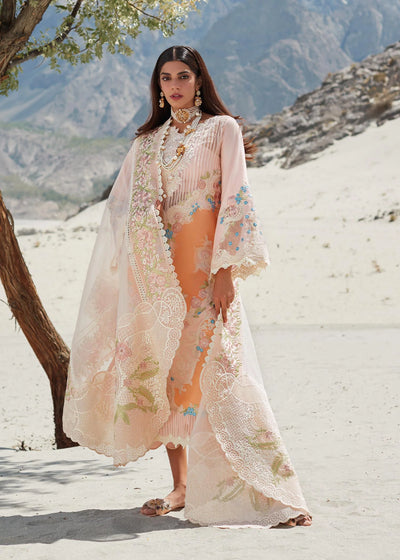 Crimson Unstitched 3 Piece Embroidered Lawn Suit 8B-Chai Pink - Summer Collection D & M COLLECTION AND NIZAMI JEWELRY