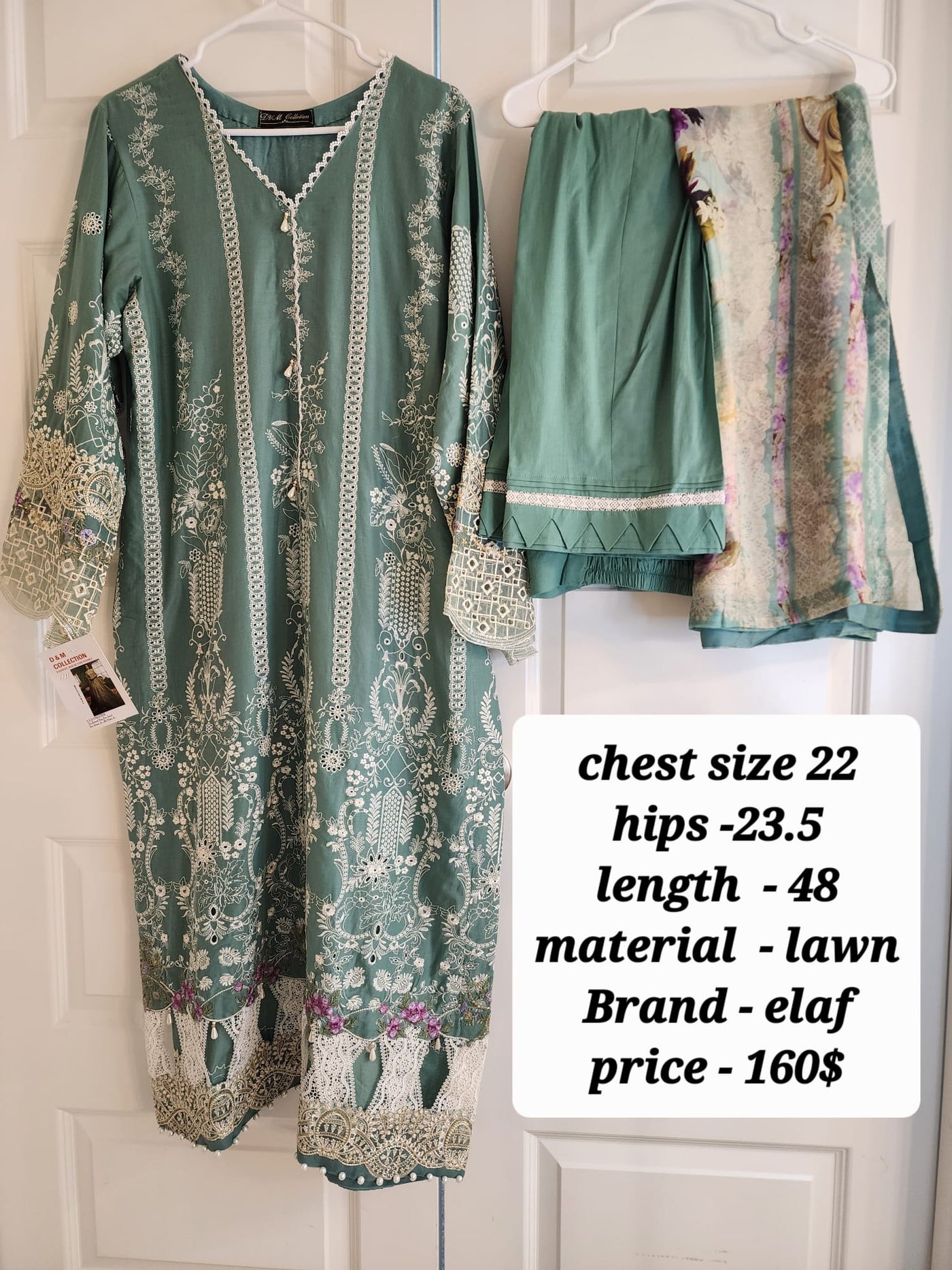 Elaf Stitched 3 Piece Embroidered Lawn Suit EL22FL ELF-10A Amulet - Festive Collection