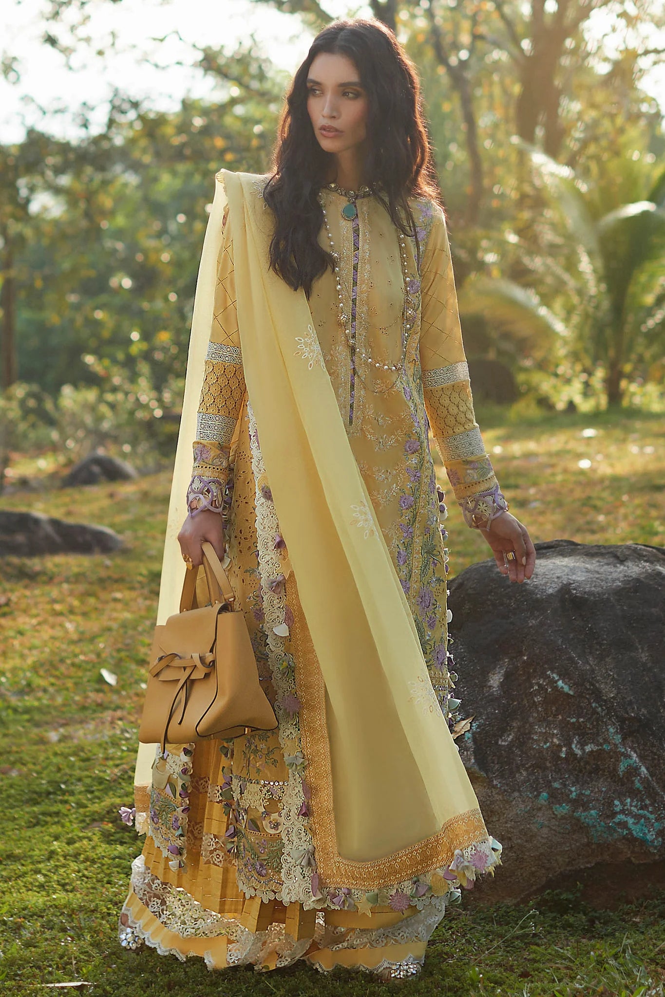 Elan Stitched 3 Pc Embroidered Lawn Suits EL23-01 B IRA - Summer Collection D & M COLLECTION AND NIZAMI JEWELRY