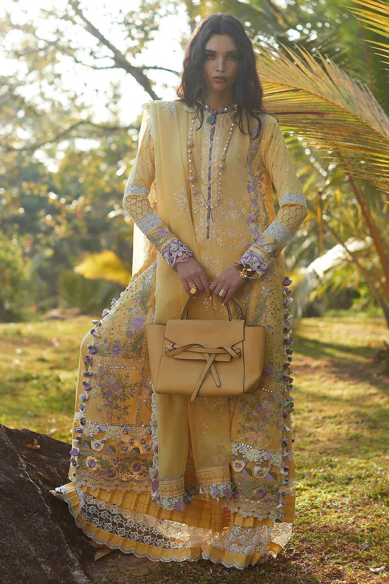 Elan Stitched 3 Pc Embroidered Lawn Suits EL23-01 B IRA - Summer Collection D & M COLLECTION AND NIZAMI JEWELRY