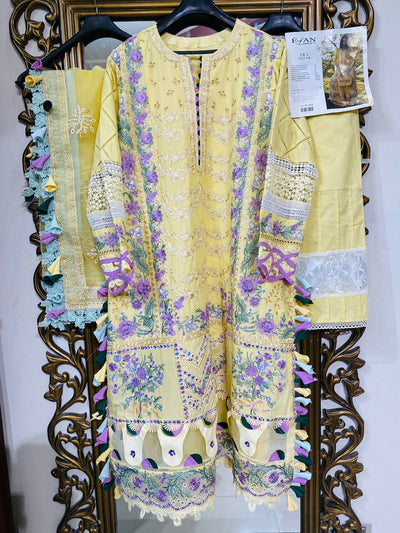 Elan Stitched 3 Pc Embroidered Lawn Suits EL23-01 B IRA - Summer Collection D & M COLLECTION AND NIZAMI JEWELRY