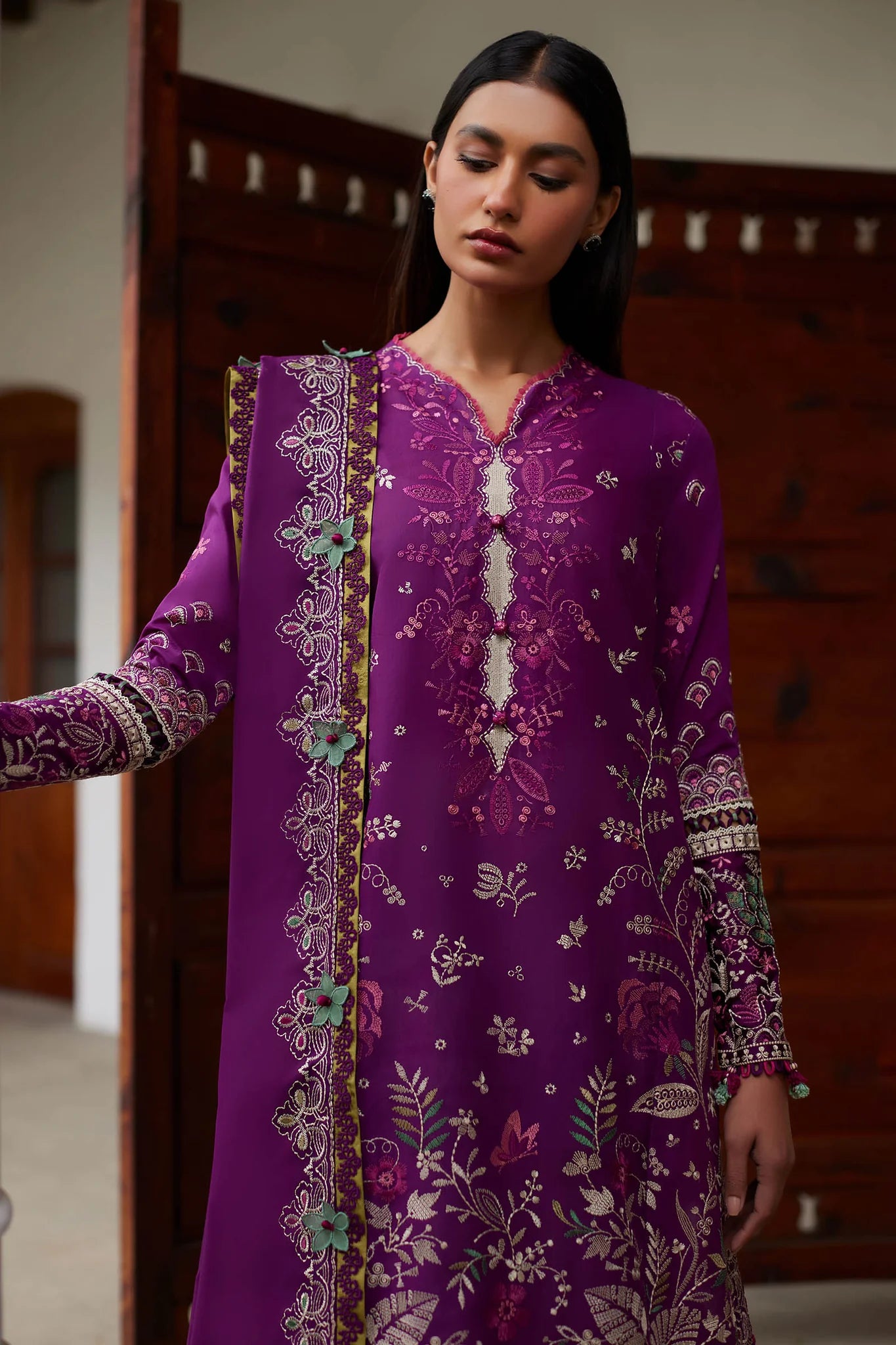 Elan Stitched 3 Piece Embroidered Lawn Suit EL24L D-03A Qistina- Summer Collection