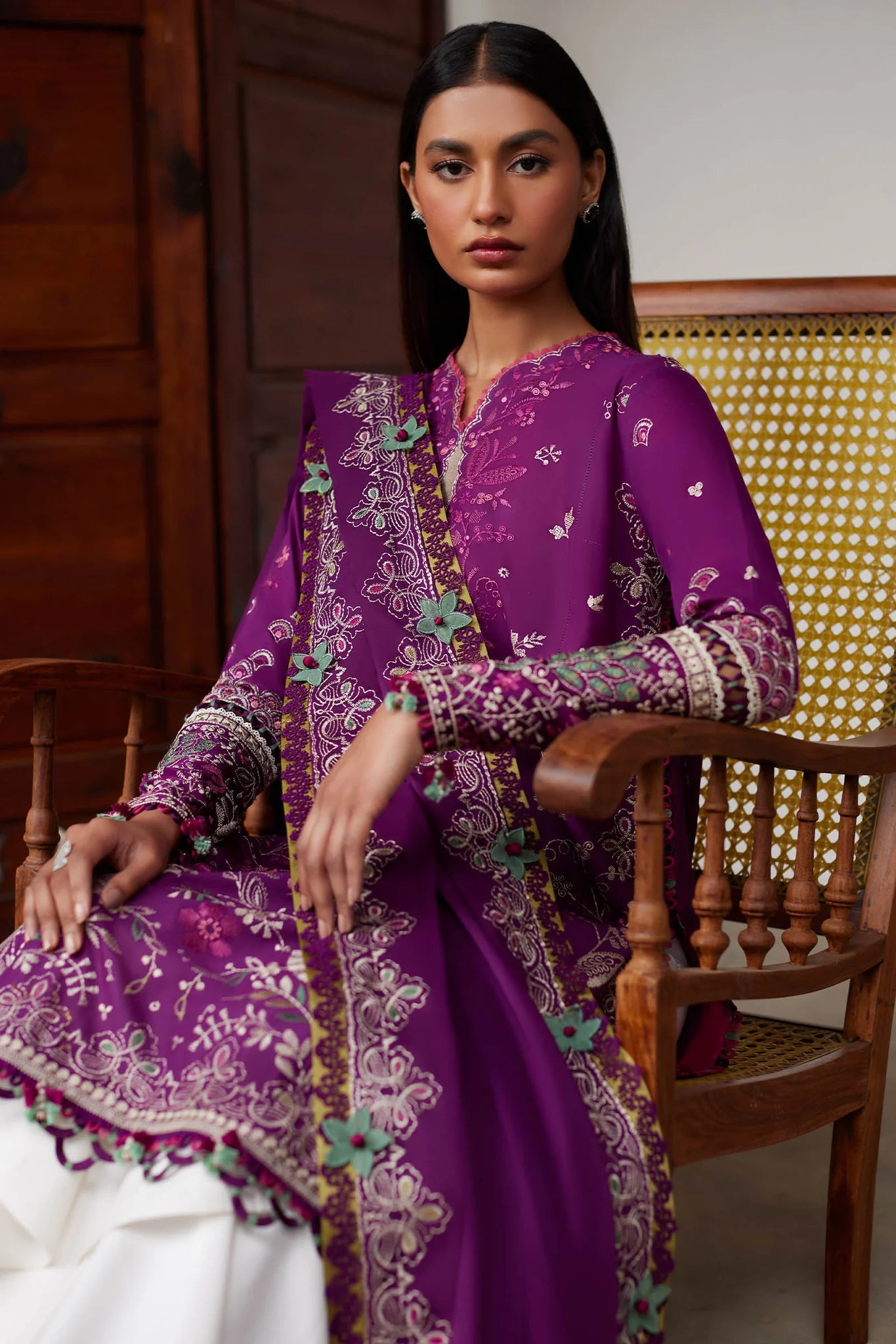 Elan Stitched 3 Piece Embroidered Lawn Suit EL24L D-03A Qistina- Summer Collection