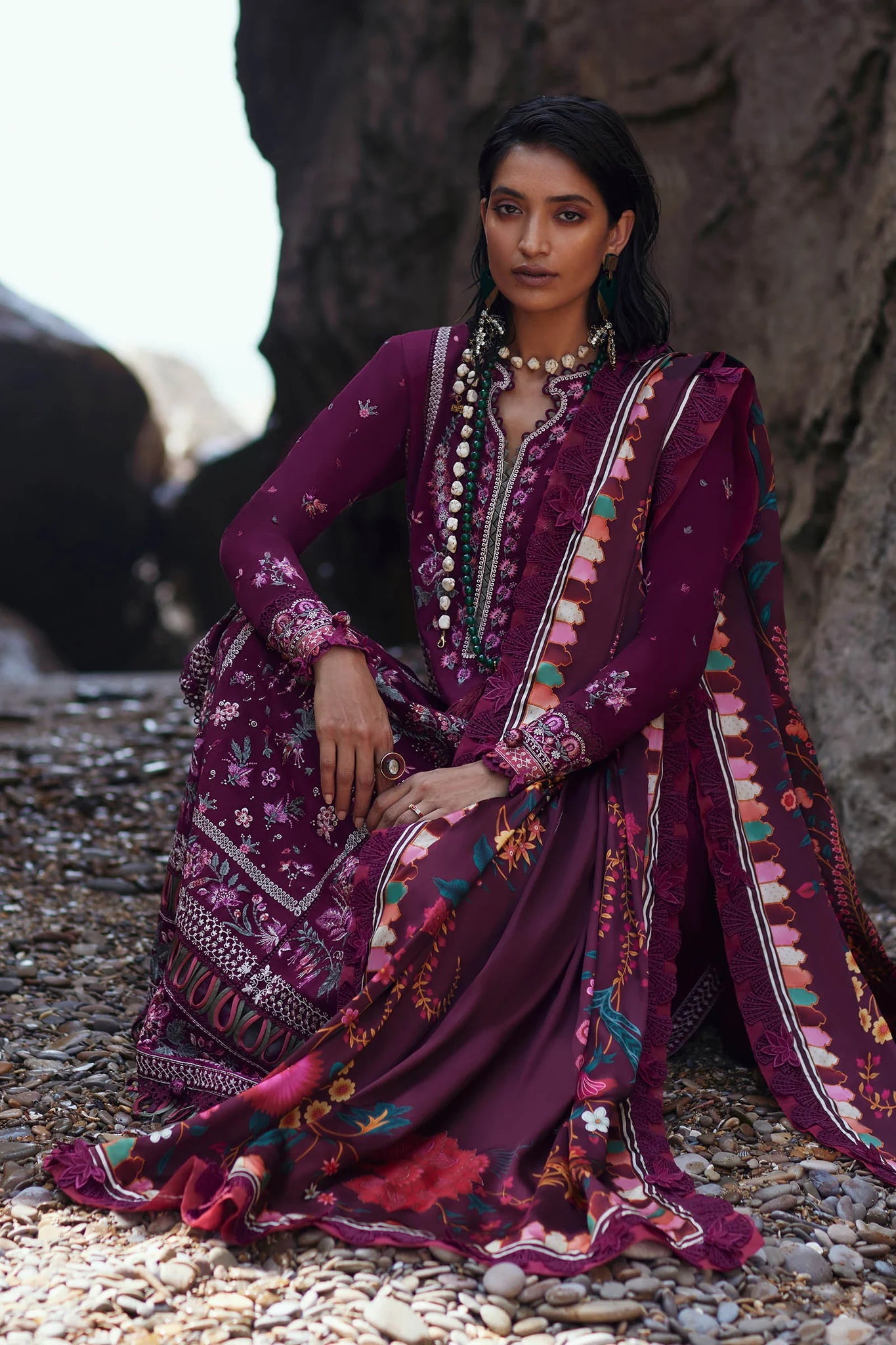 Elan Unstitched 3 Piece Embroidered Khaddar Suit EL23UW EW23-05 Elnaz - Winter Collection