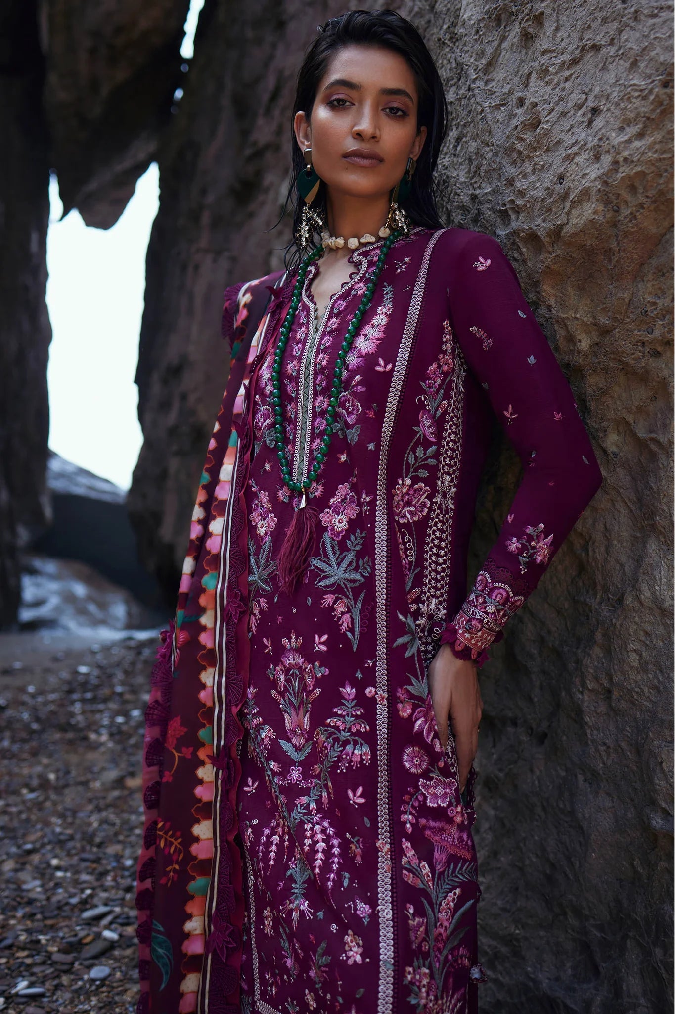 Elan Unstitched 3 Piece Embroidered Khaddar Suit EL23UW EW23-05 Elnaz - Winter Collection