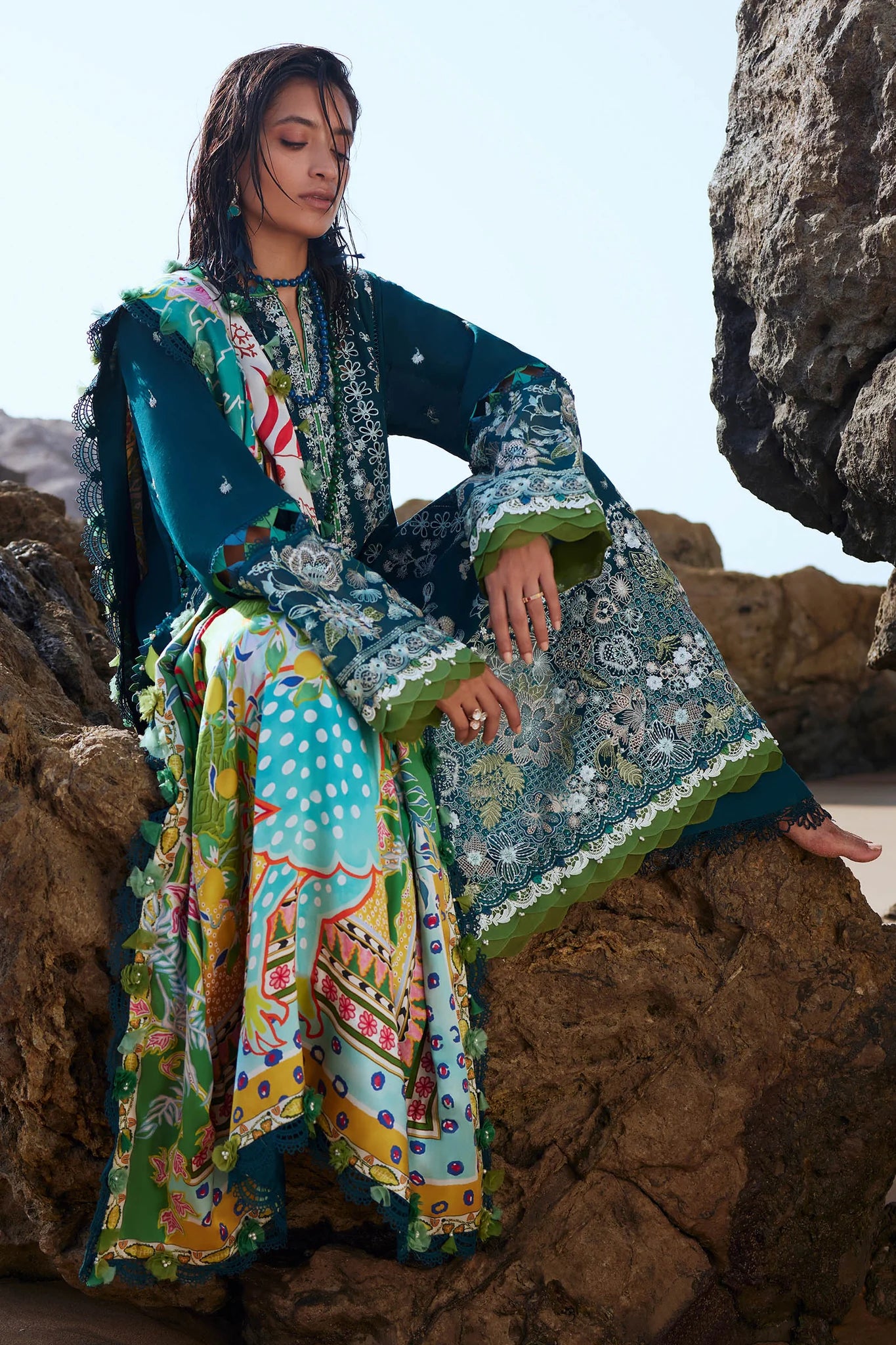 Elan Unstitched 3 Piece Embroidered Khaddar Suit EL23UW EW23-08 Freya - Winter Collection