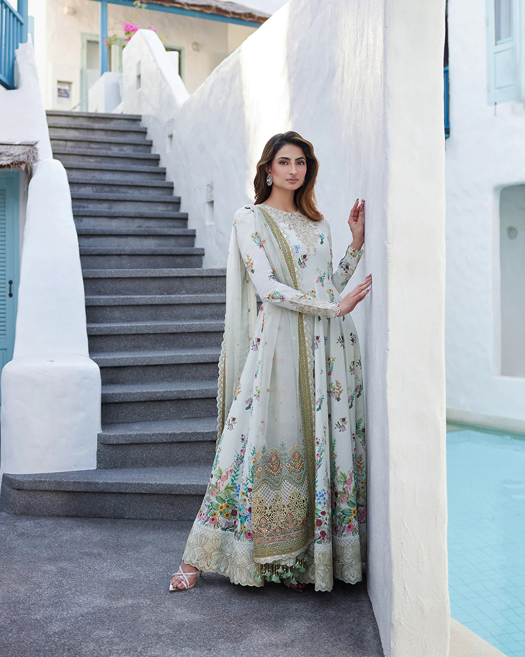 Faiza Saqlain Stitched 3 Piece Embroidered Lawn + Organza Suit - FSL24 - Avelina - Eid Collection