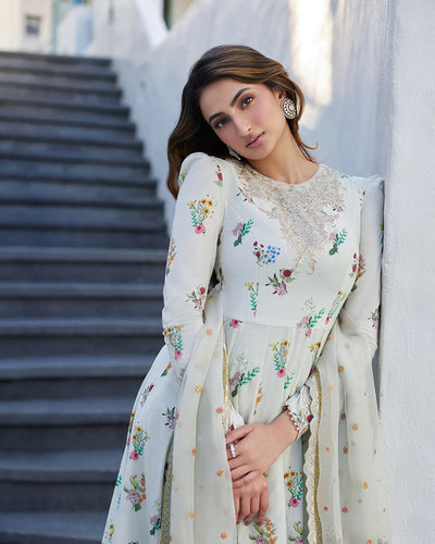 Faiza Saqlain Stitched 3 Piece Embroidered Lawn + Organza Suit - FSL24 - Avelina - Eid Collection