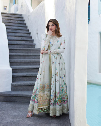 Faiza Saqlain Stitched 3 Piece Embroidered Lawn + Organza Suit - FSL24 - Avelina - Eid Collection