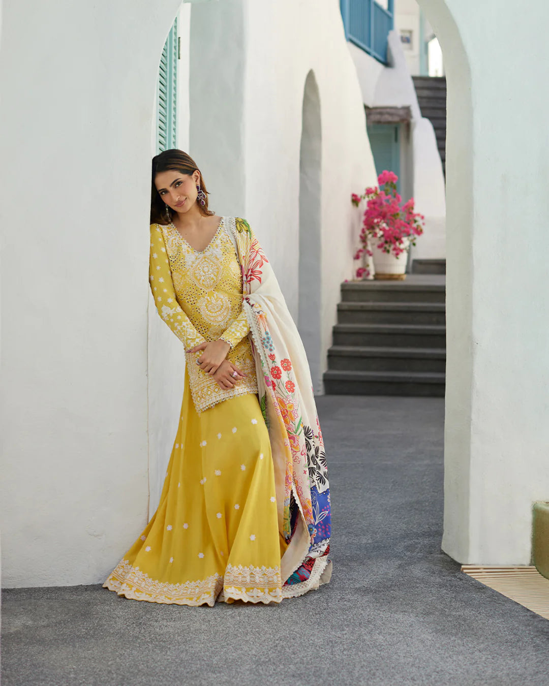 Faiza Saqlain Stitched 3 Piece Embroidered Lawn + Organza Suit - FSL24 - Talin - Eid Collection