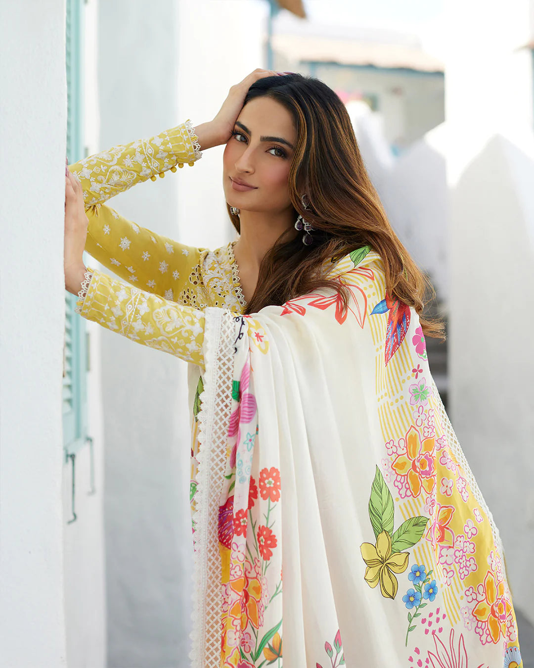 Faiza Saqlain Stitched 3 Piece Embroidered Lawn + Organza Suit - FSL24 - Talin - Eid Collection