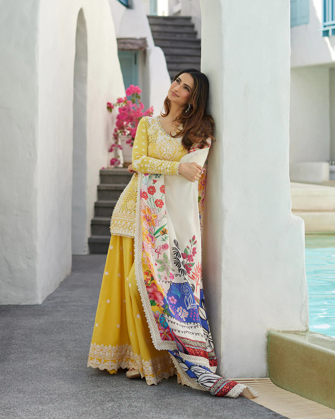 Faiza Saqlain Stitched 3 Piece Embroidered Lawn + Organza Suit - FSL24 - Talin - Eid Collection