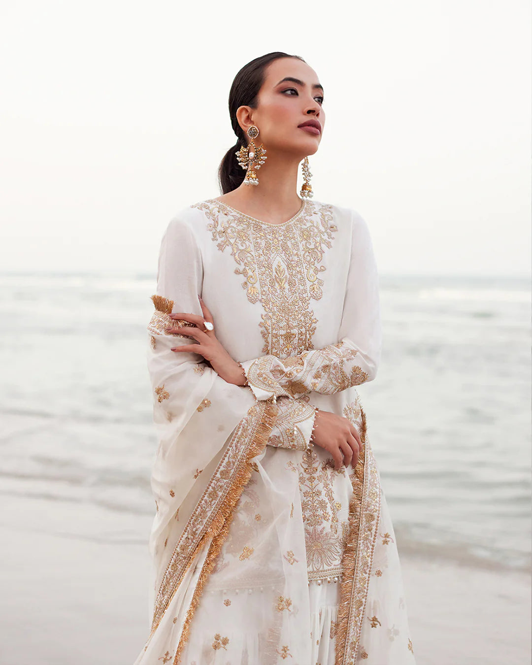 Faiza Saqlain Stitched 3 Piece Embroidered Lawn + Organza Suit - FSL24 - Mirhana - Eid Collection