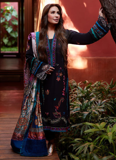 Suay by Farah Talib Aziz Stitched 3 Piece Embroidered Lawn Suit FTA24LU FTA 01 ILARIA BLACK - Luxury Collection