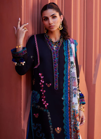 Suay by Farah Talib Aziz Stitched 3 Piece Embroidered Lawn Suit FTA24LU FTA 01 ILARIA BLACK - Luxury Collection